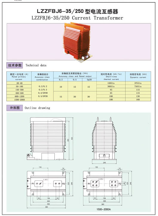 LZZFBJ6-35/250型電流互感器