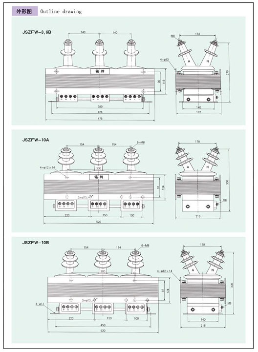 JSZFW(3)-3，6，10(A,B)型系列三相電壓互感器